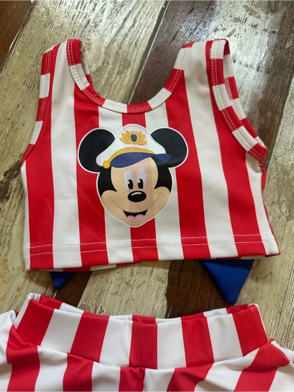 Disney Striped Custom set with Captain Mickey  Character Print 12/18 months NEW